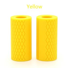 Dumbbell Barbell Grips Bar Handles Silicone Anti-Slip Protect Pad (Color: YD20-yellow 2pcs)