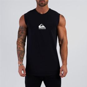 Breathable Tank Top Men's  Elastic Sleeveless Shirt (Color: Black, size: M)