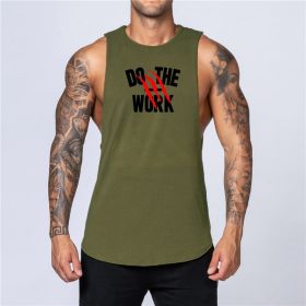 AESTHETIXERA Stylish Cotton Workout Gym Tank Top (Color: Armygreen2, size: L)