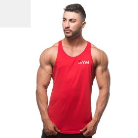 Mens Muscle Undershirt for Boy Vest Gyms Clothing Bodybuilding (Color: Red A, size: L)