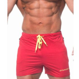 Mens Quick-drying Fitness Swimming Trunks (Color: Red, size: L)