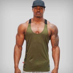 Sports Running T-shirt Men Gym Fitness Tops Tee Shirt String (Color: Green, size: L)