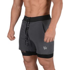 Running Shorts Summer Men's Gym Fitness Bodybuilding Training Quick-drying Shorts (Color: Dark grey, size: L)