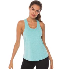 Active Women Sport Shirt Gym Running Racer Back (Color: Sky Blue, size: S)