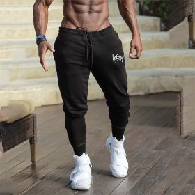 Men's Pants Fitness Skinny Joggers (Color: Black, size: L)