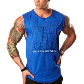 Gym Warriors Rise and Grind Sleeveless Muscle Shirt (Color: blue rise, size: M)