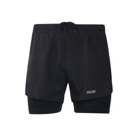 ARSUXEO Men's Running Shorts Double Layer Sports Shorts (Color: B179 black, size: M)