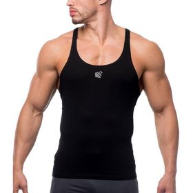 Gym Men Muscle Sleeveless Shirt Solid Tank Top Bodybuilding Sports Tank (Color: Black, size: M)