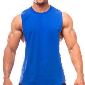 Plain Open Side Tank Top  for Bodybuilding (Color: Dark blue, size: M)