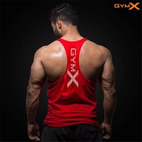 GYM X Tight Cotton Tank Top (Color: Red, size: M)