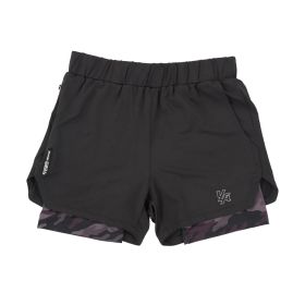 CAMO Men's Running Shorts Double-Deck Shorts (Color: black with logo, size: L)