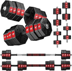 3 in 1 Adjustable Weights Dumbbells Barbell Set (size: 88.0 Pounds)