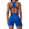 New Yoga Jumpsuit Seamless Ribbed Sleeveless Sexy Cutout Backless One-piece