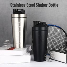 Stainless Steel Leak Proof Protein Powder Shaker Bottle (Type: 500ml-Silver)