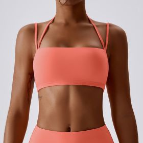 Women's Sports Underwear Gym High Strength Fitness Bra Shockproof (Color: Earl Orange, size: S)