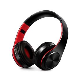 Wireless Headphones Bluetooth Hi-Fi Stereo Foldable Headset (Color: 1Black Red)