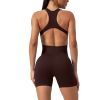 New Yoga Jumpsuit Seamless Ribbed Sleeveless Sexy Cutout Backless One-piece