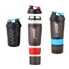 3 Layer 18oz Shaker Bottle Protein Mixing Shake Cup