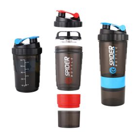 3 Layer 18oz Shaker Bottle Protein Mixing Shake Cup (Color: Blue, Capacity: 500-600ml)