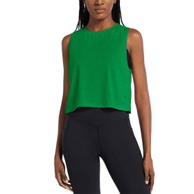 NWT Quick Dry Cotton Fitness Gym Sport Crop Tops (Color: Green, size: XS(4))