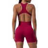 New Yoga Jumpsuit Seamless Ribbed Sleeveless Sexy Cutout Backless One-piece