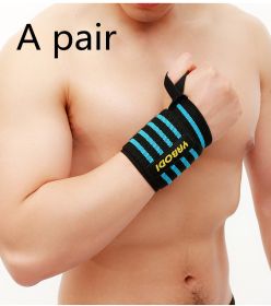 Fitness Wrist Bandage Anti Sprain Sports (Option: Blue pair-Four stripes-55x8)