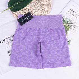 WILD High Waisted Shorts Zebra Leopard Yoga Fitness Shorts (Color: Lilac Leopard, size: S Waist 26-27)