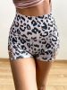 Leopard/Camo Pattern Yoga Shorts, High-Waist