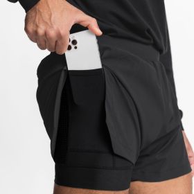 Muscle Men's Gym Sports Shorts Stretch (Color: Black, size: M)