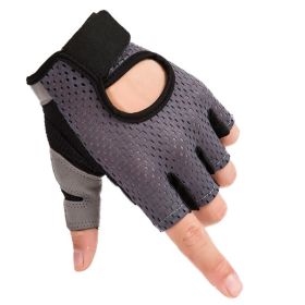 Weightlifting Dumbbell Sport Gloves Women Men Non-Slip (Color: Grey, size: M)